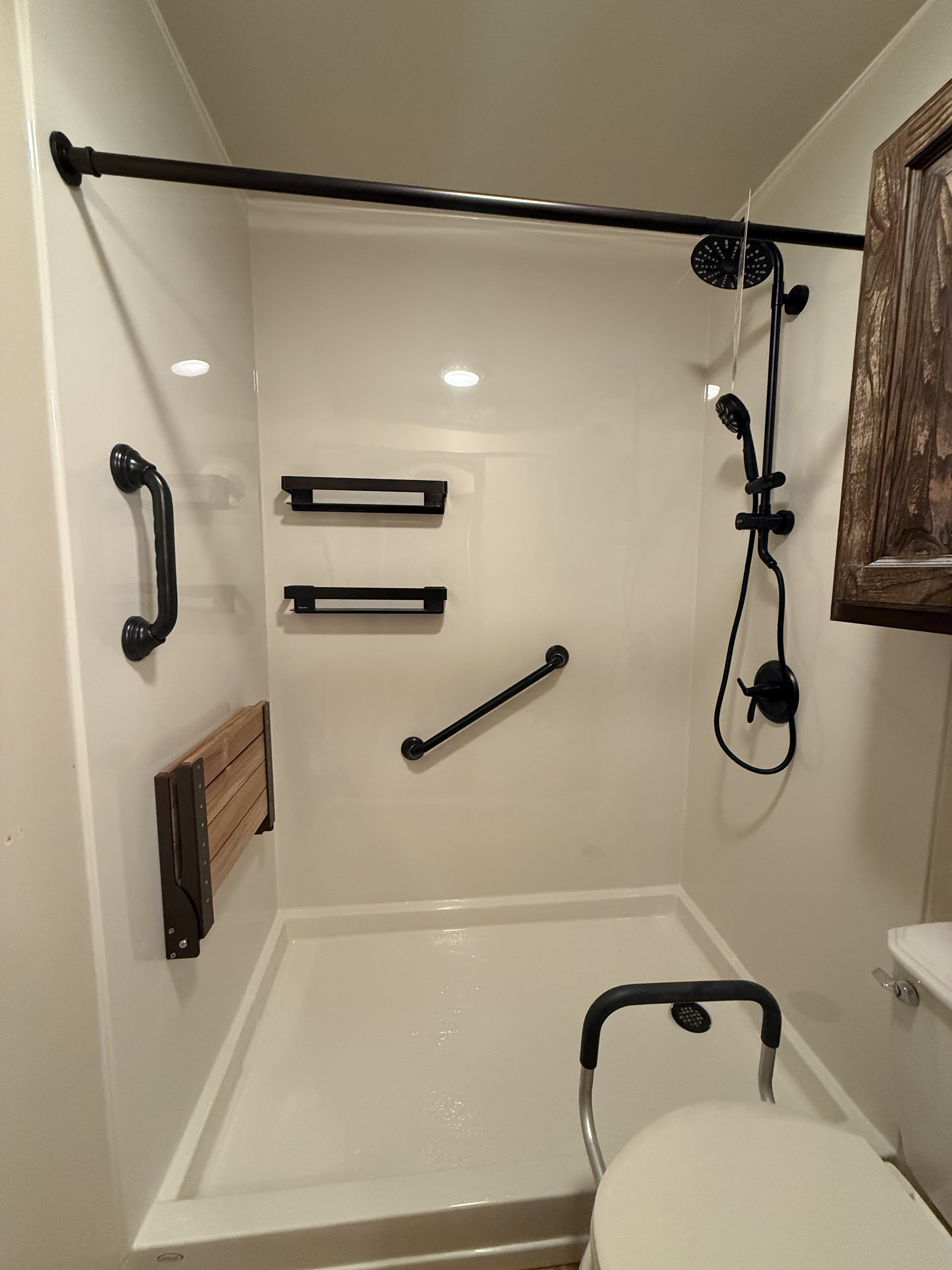 Spacious walk-in shower after renovation